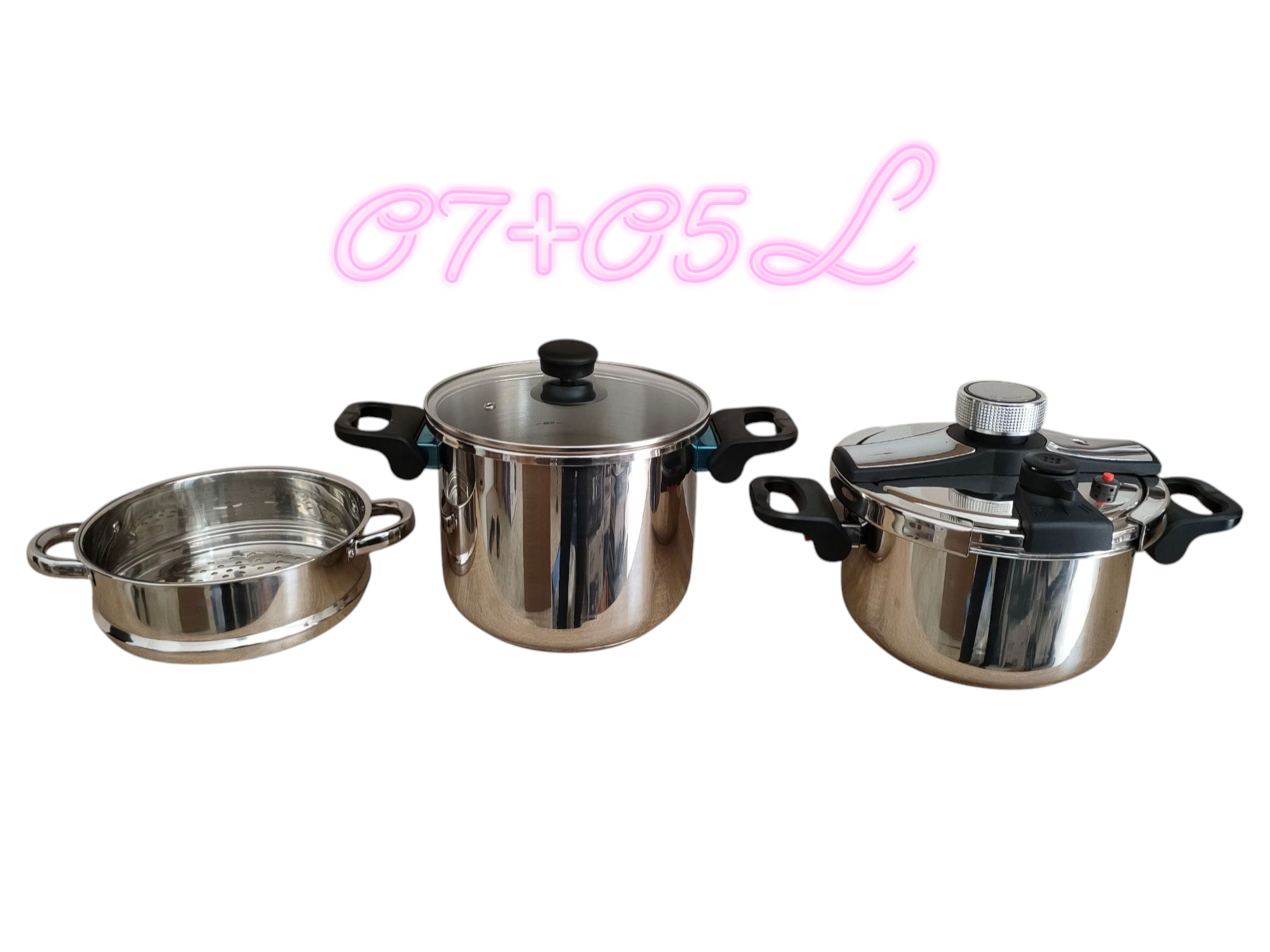 Cocotte 7+5L 4psc forsa inox طنجرة الطهي